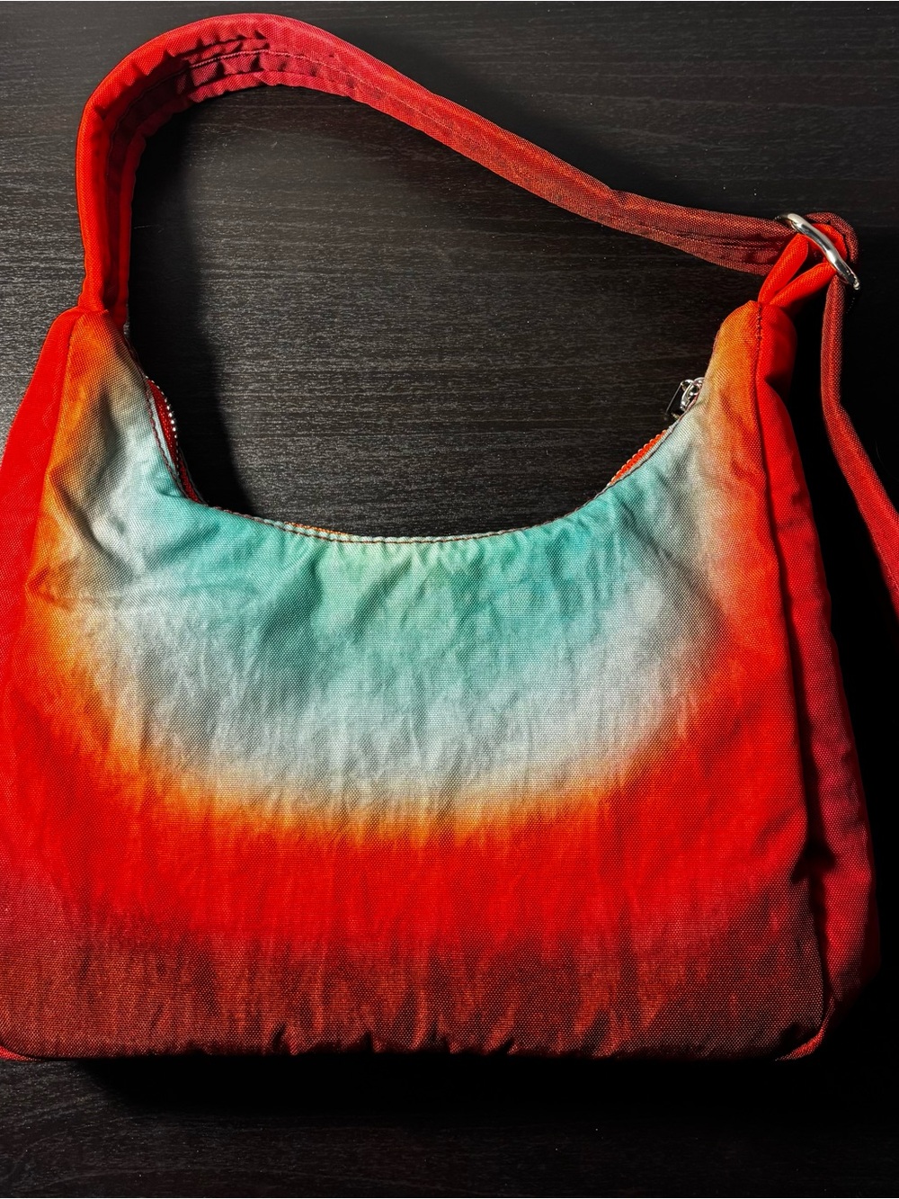 BAGGU Rain Mini Shoulder Bag Tie-Dye Gradient Shoulder Bag in Red & Teal - Picture 2 of 2